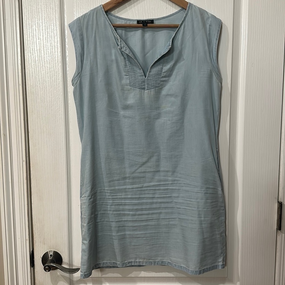 As U wish size S light blue denim, sleeveless pocket address